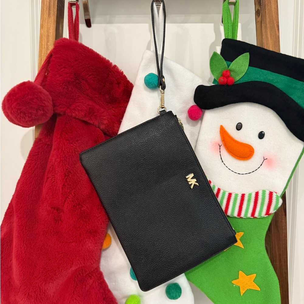 Michael Kors Black Wristlet with Gold Accents